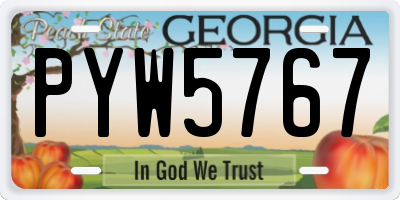 GA license plate PYW5767