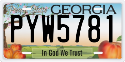 GA license plate PYW5781