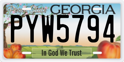 GA license plate PYW5794