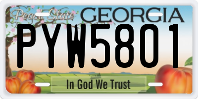 GA license plate PYW5801