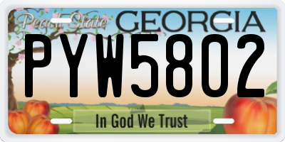 GA license plate PYW5802