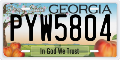 GA license plate PYW5804