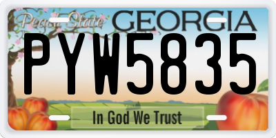 GA license plate PYW5835