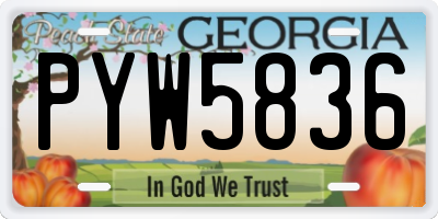 GA license plate PYW5836