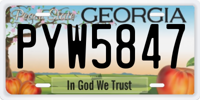 GA license plate PYW5847
