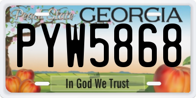 GA license plate PYW5868