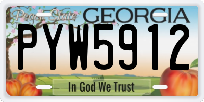 GA license plate PYW5912