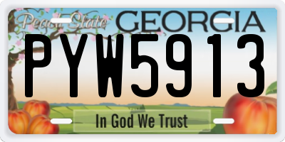 GA license plate PYW5913