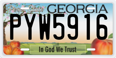 GA license plate PYW5916