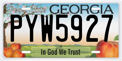 GA license plate PYW5927