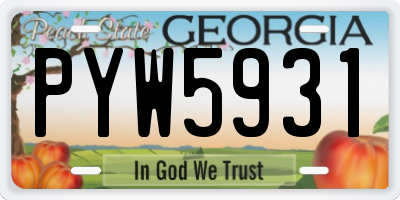 GA license plate PYW5931