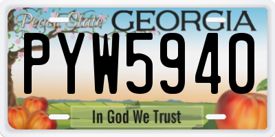 GA license plate PYW5940
