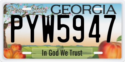 GA license plate PYW5947