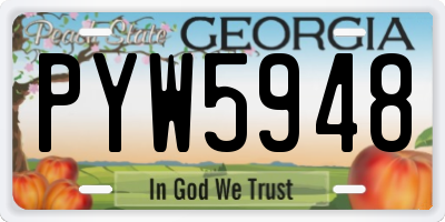GA license plate PYW5948