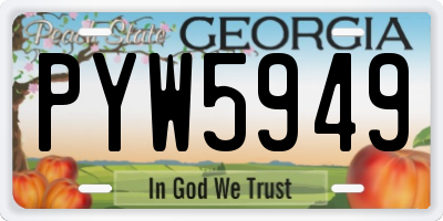 GA license plate PYW5949