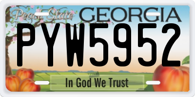 GA license plate PYW5952