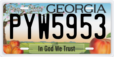 GA license plate PYW5953