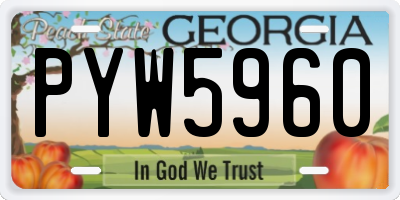 GA license plate PYW5960
