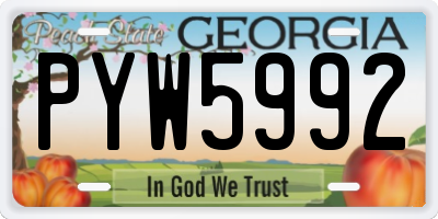 GA license plate PYW5992