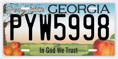 GA license plate PYW5998
