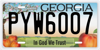 GA license plate PYW6007