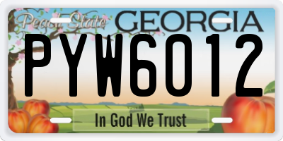 GA license plate PYW6012