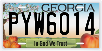 GA license plate PYW6014