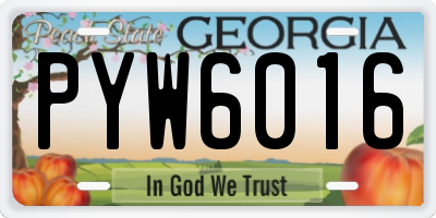 GA license plate PYW6016