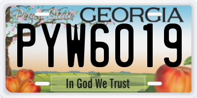 GA license plate PYW6019
