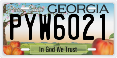 GA license plate PYW6021
