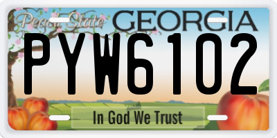 GA license plate PYW6102