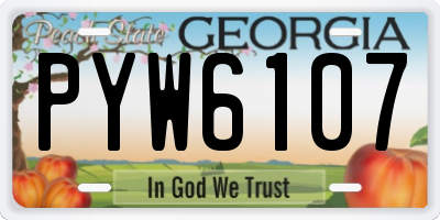 GA license plate PYW6107