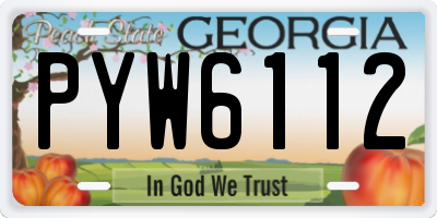 GA license plate PYW6112