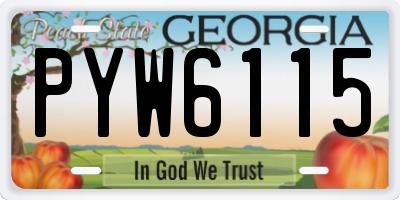 GA license plate PYW6115