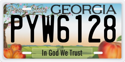 GA license plate PYW6128