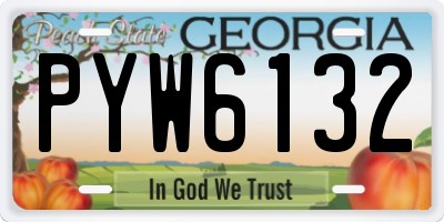 GA license plate PYW6132