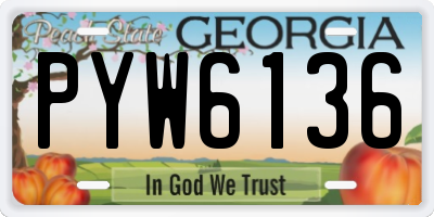 GA license plate PYW6136