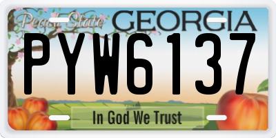 GA license plate PYW6137