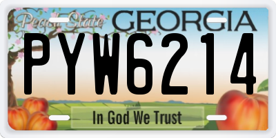 GA license plate PYW6214