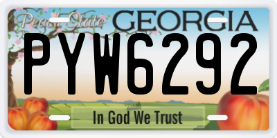 GA license plate PYW6292