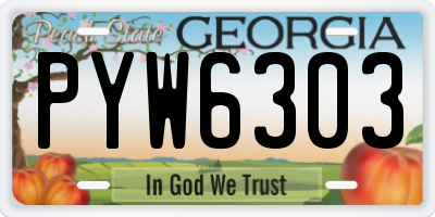 GA license plate PYW6303