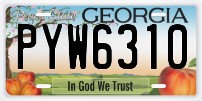 GA license plate PYW6310
