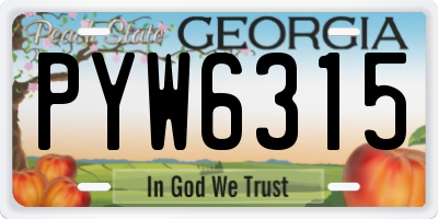 GA license plate PYW6315