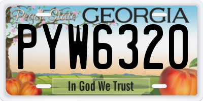 GA license plate PYW6320