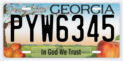GA license plate PYW6345
