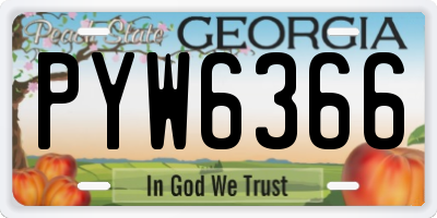 GA license plate PYW6366