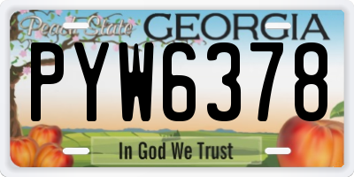 GA license plate PYW6378