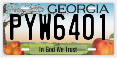 GA license plate PYW6401
