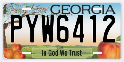 GA license plate PYW6412
