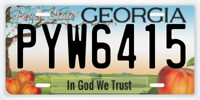 GA license plate PYW6415